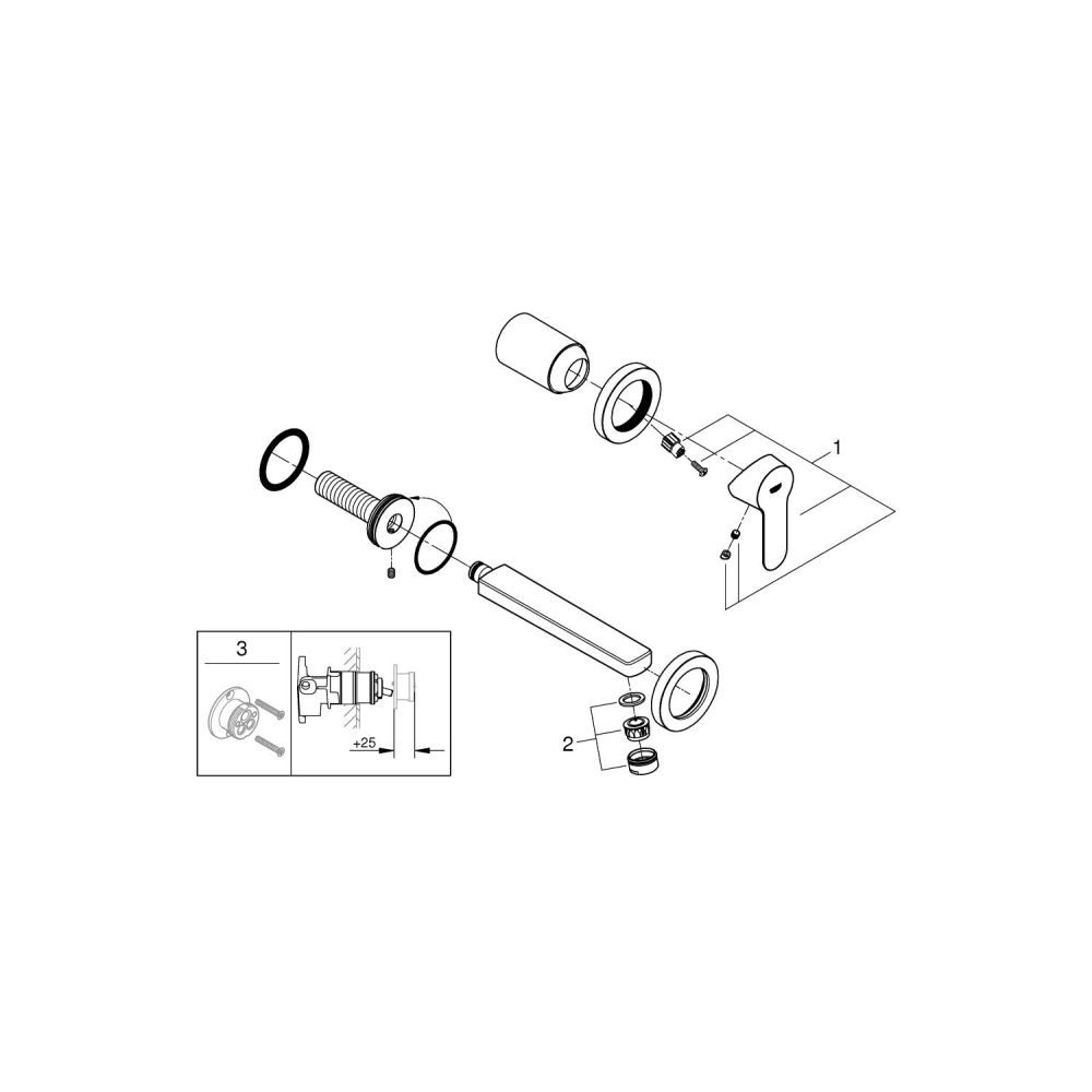 Смеситель для раковины GROHE BauEdge в комплекте с монтажной частью, хром (20474000)