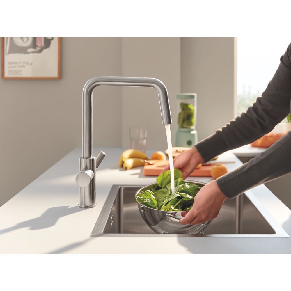 Смеситель для кухонной мойки GROHE Blue Pure Eurosmart с функцией фильтрации, без фильтра в комплекте, суперсталь (30583DC0)