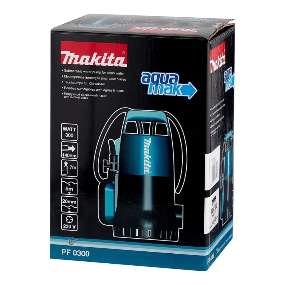 Дренажный насос Makita PF0300, 300 Вт, 0.7 бар, 140 л/мин