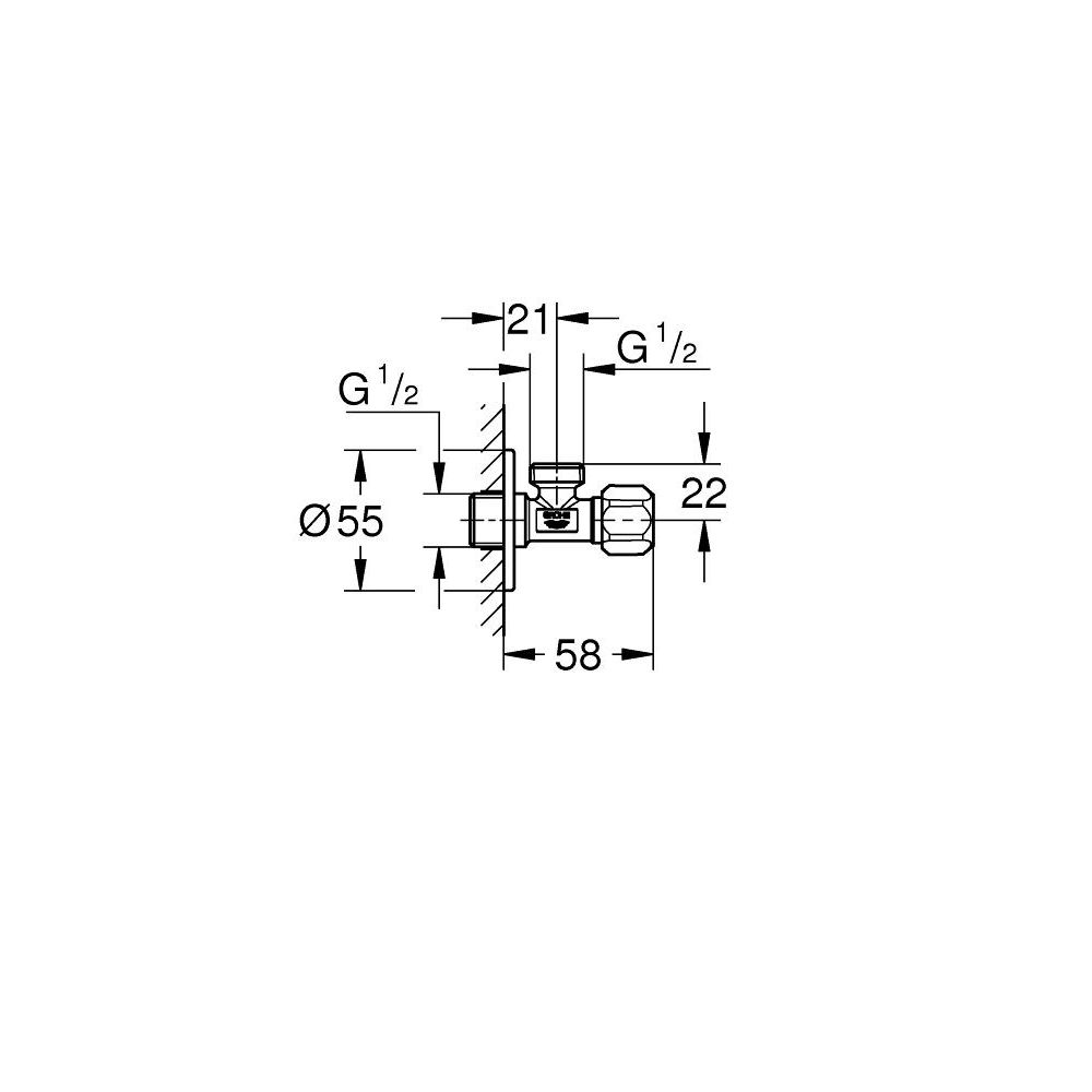 Угловой вентиль GROHE 1/2", хром (22025000)
