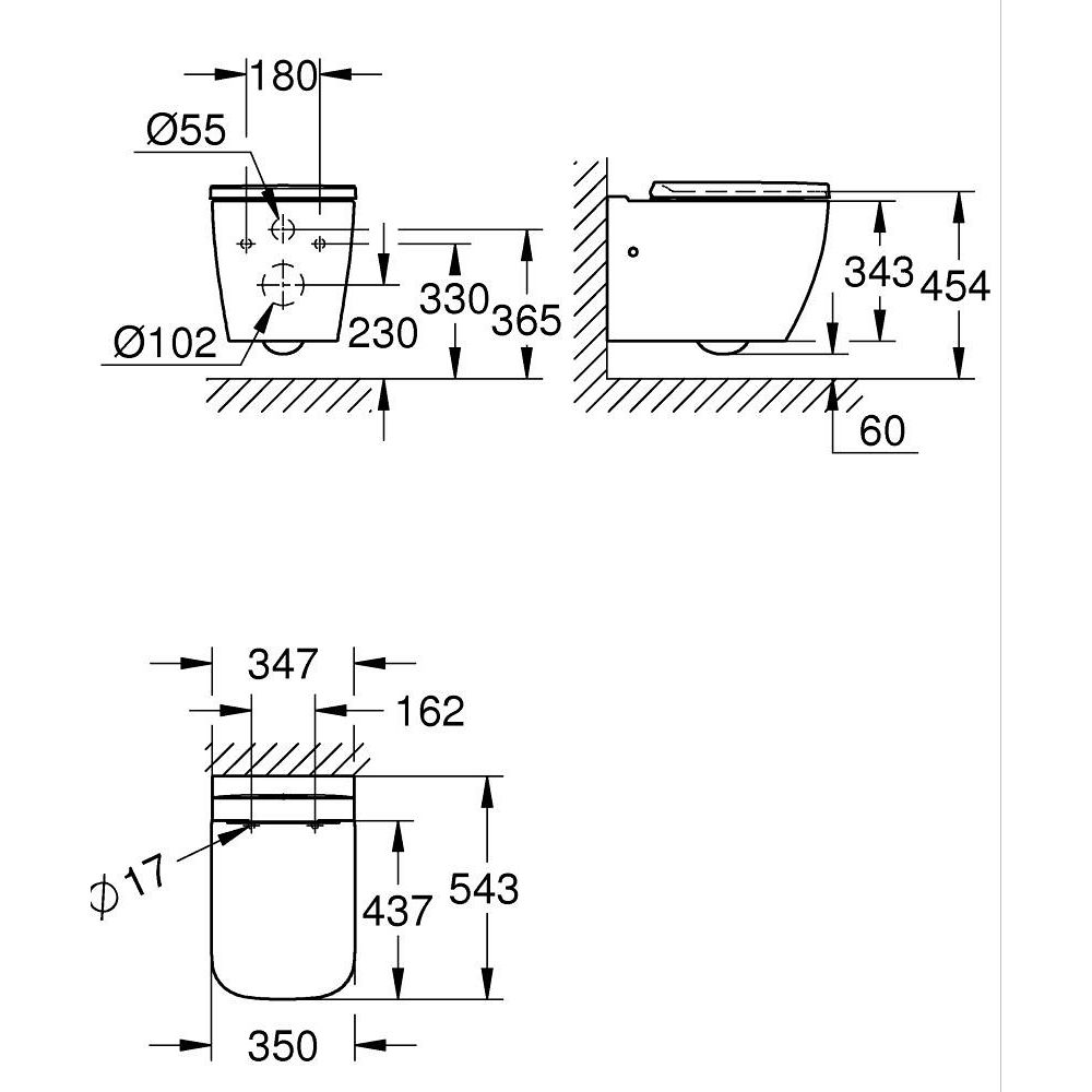 Унитаз подвесной GROHE Clova Ceramic Square, альпин-белый (39908000)