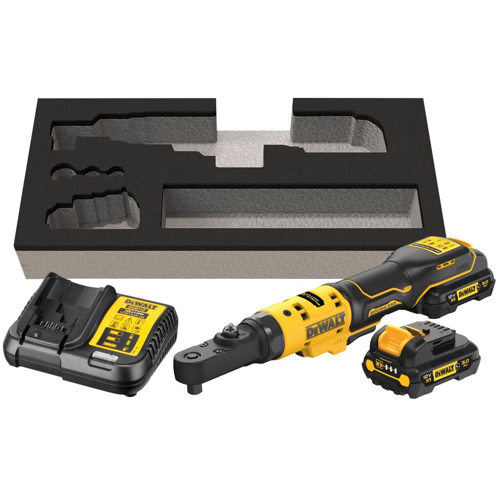 Аккумуляторный угловой гайковерт DEWALT DCF500L2G, с трещоткой, 12 В, 67 Нм, 450 об/мин, с 2 АКБ 3 Ач и ЗУ, в чехле (DCF500L2G-QW)