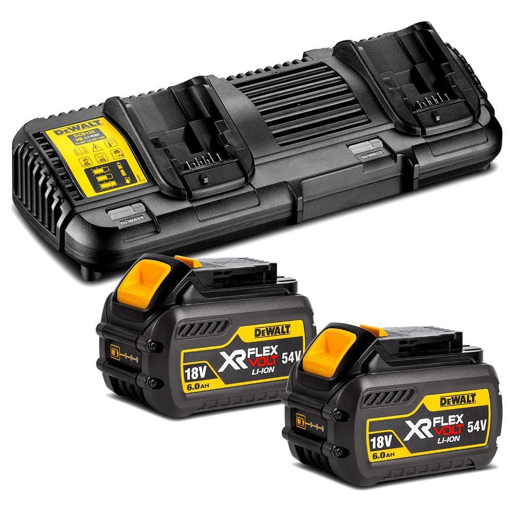 Набор DEWALT: 2 АКБ DCB546, Li-Ion, 18/54 В, 6/2 Ач и двойное зарядное устройство DCB132, 12/14.4/18/54 B, 2x4 А, DCB132T2