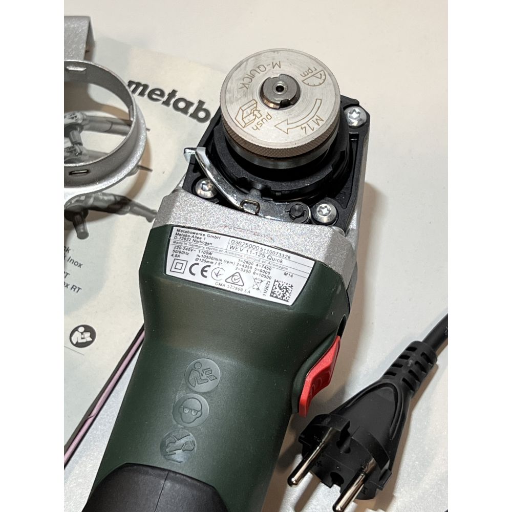 Угловая шлифмашина Metabo WEV 11-125 Quick, 1100 Вт, 125 мм, 10500 об/мин, (УЦЕНЕННЫЙ ТОВАР) (603625000/U1A)