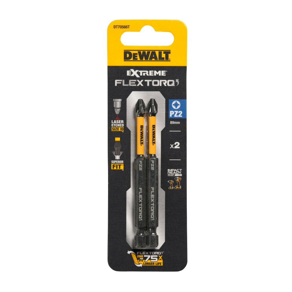 Бита DEWALT PZ2, 85 мм, HEX, 2 шт. (DT70566T-QZ)