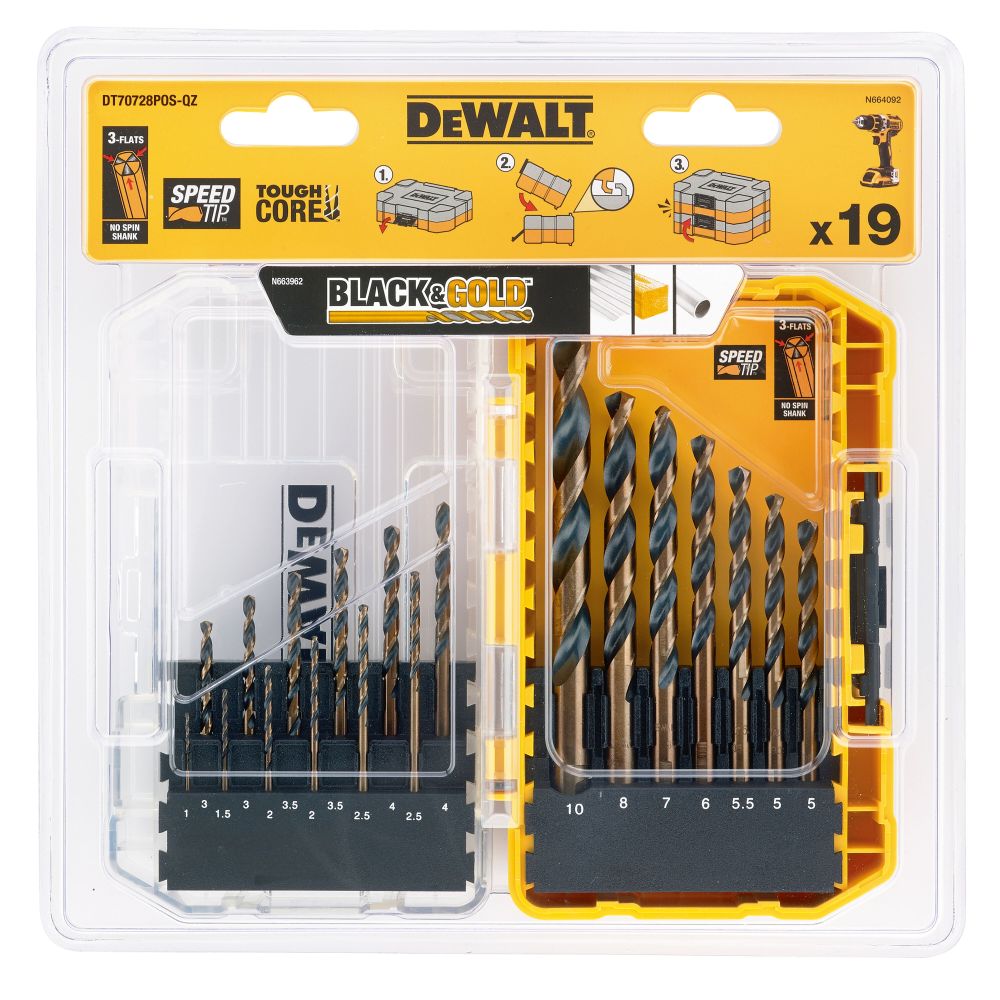 Набор сверл по металлу DEWALT DT70728, 1-10 мм, 19 шт. (DT70728-QZ)