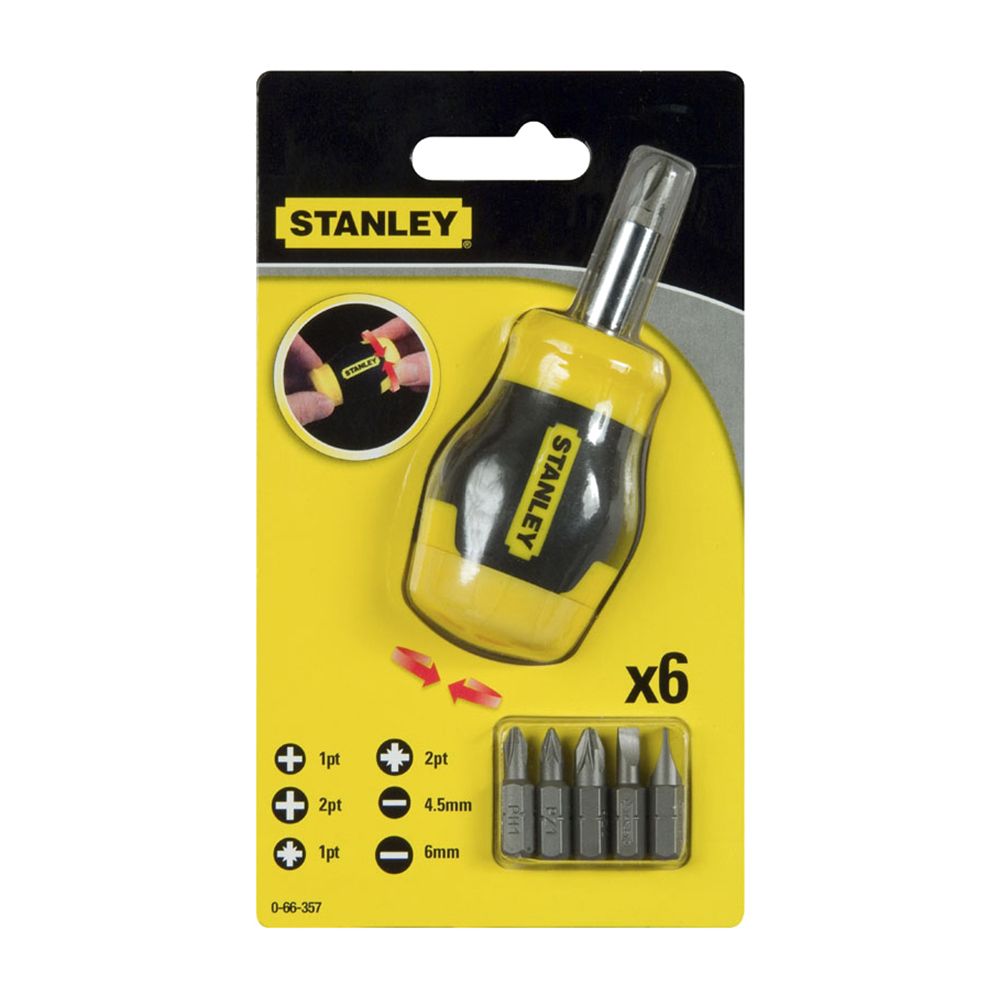 Отвертка Multibit Stubby со сменными битами 6 шт STANLEY 0-66-357