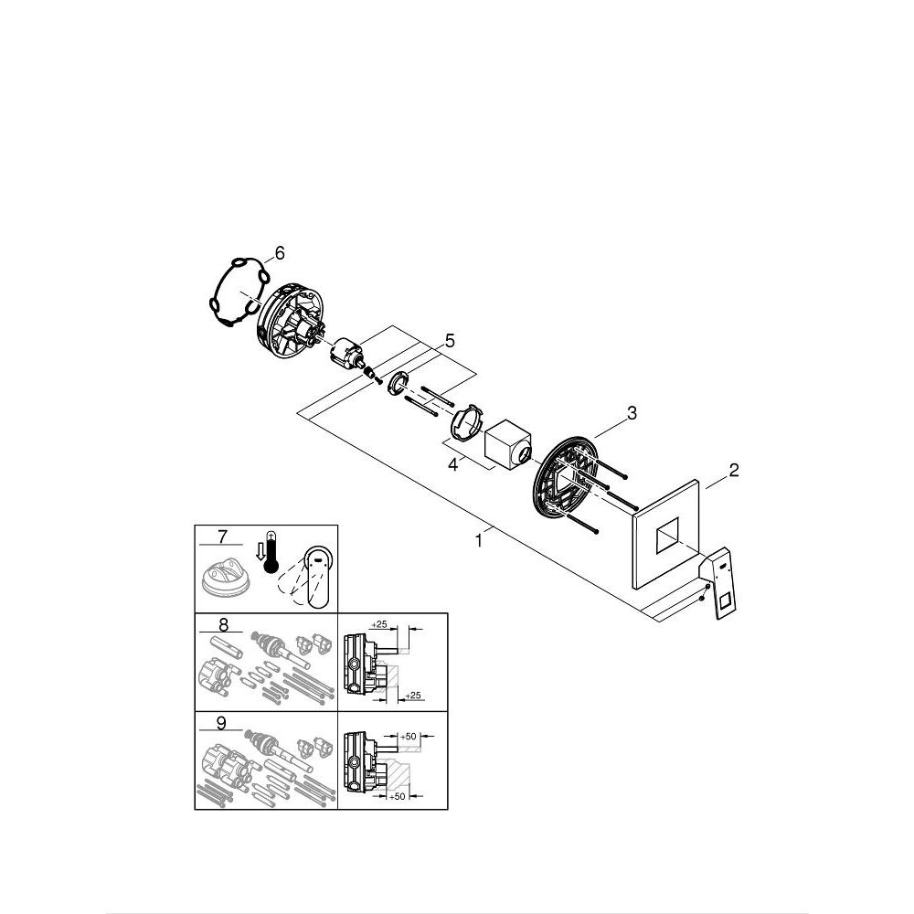 Душевая система GROHE Tempesta 250 Cube со смесителем для душа, хром (NB0069)