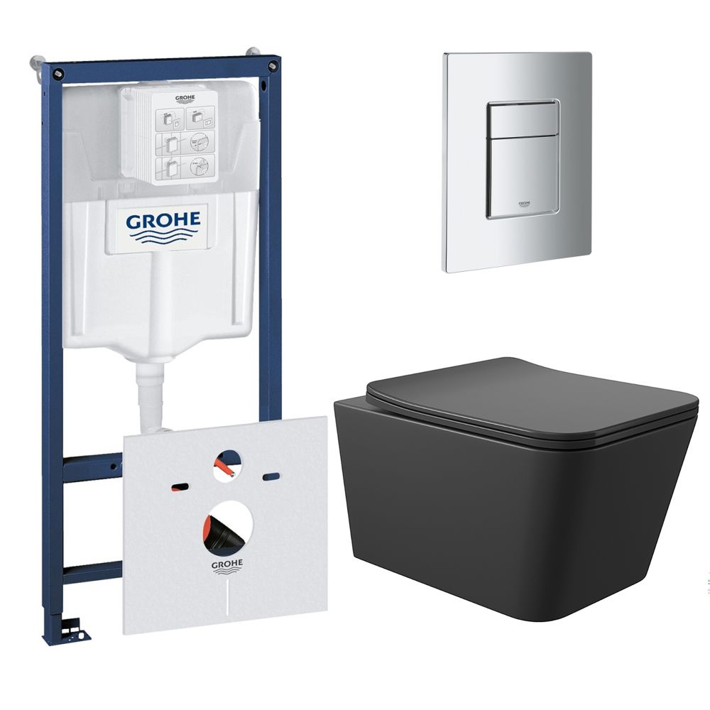 Комплект инсталляции GROHE Rapid SL 38775001 с унитазом Aqueduto MACIO MACT2140 и сиденьем с микролифтом (NW0542)