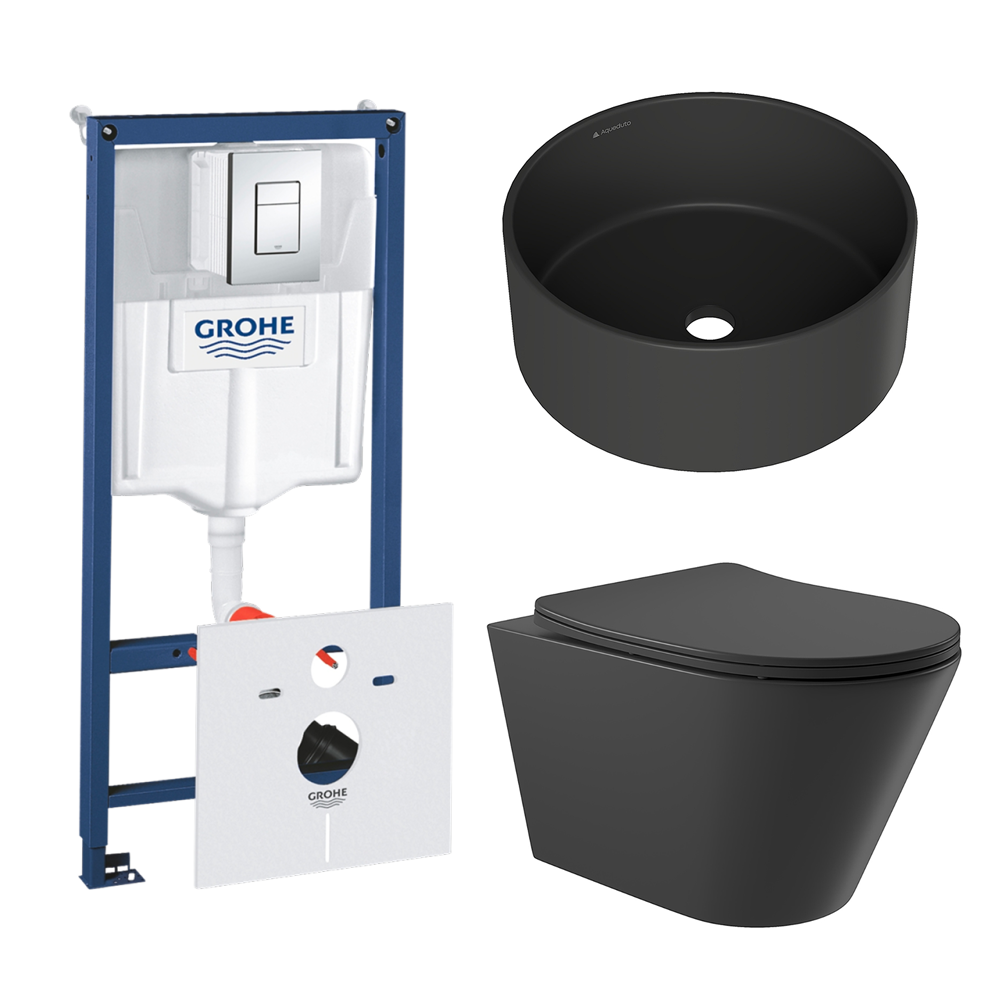 Комплект инсталляции GROHE Rapid SL 38775001 с унитазом Aqueduto CONE CONT2140 и раковиной Aqueduto ESPIRAL D400 ESP0140 (NW0590)