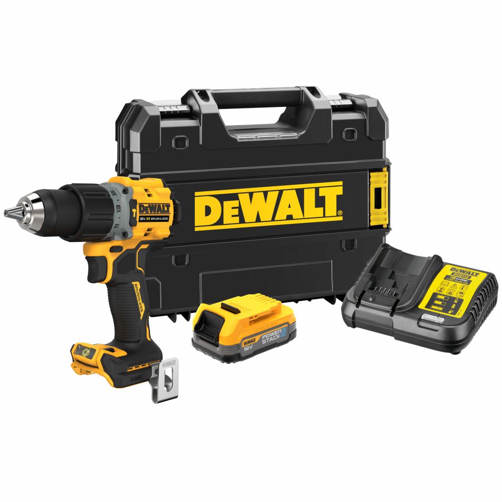 Ударная дрель-шуруповерт DEWALT DCD805E1T, 18 В, 2000 об/мин, 34000 уд/мин, с АКБ 1.7 Ач и ЗУ, в кейсе TSTAK (DCD805E1T-QW)