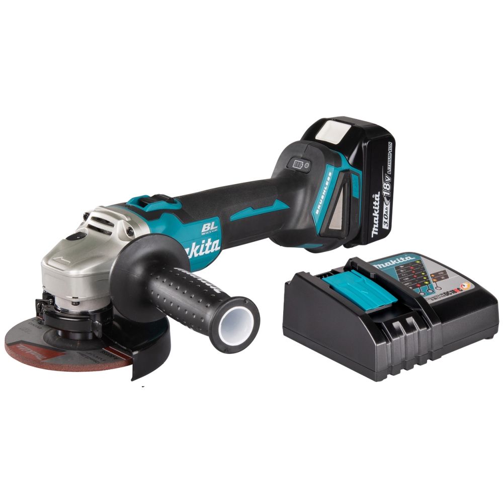 Аккумуляторная угловая шлифмашина Makita DGA506, 18 В, 125 мм, 8500 об/мин, с АКБ 3 Ач и ЗУ (DGA506P1Z)