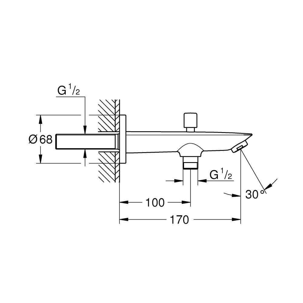Излив для ванны GROHE BauCosmopolitan с переключателем ванна/душ, хром (13425001)