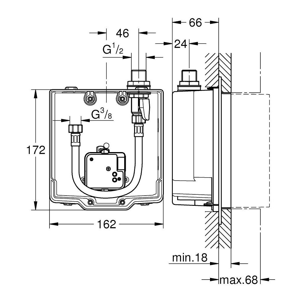 Скрытый монтажный ящик GROHE Euroeco Cosmopolitan E (36337001)