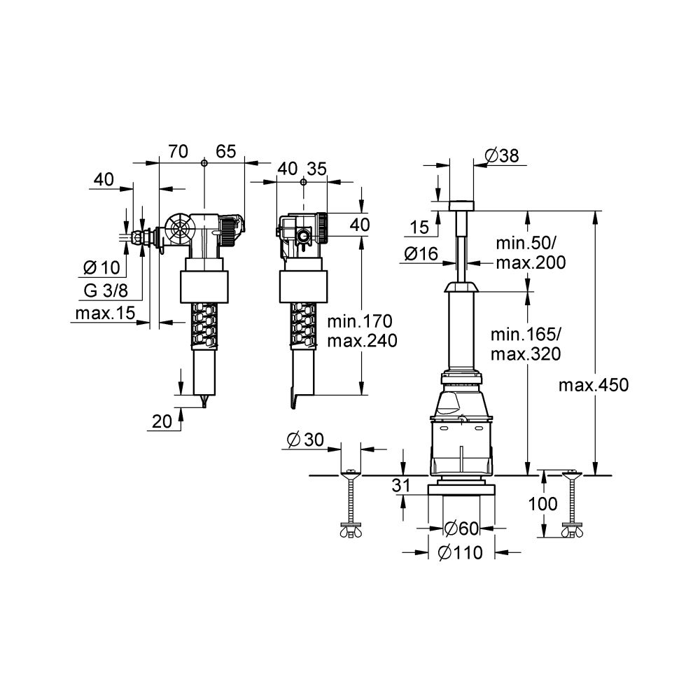 Смывной клапан для подключения сбоку GROHE (37078PI0)