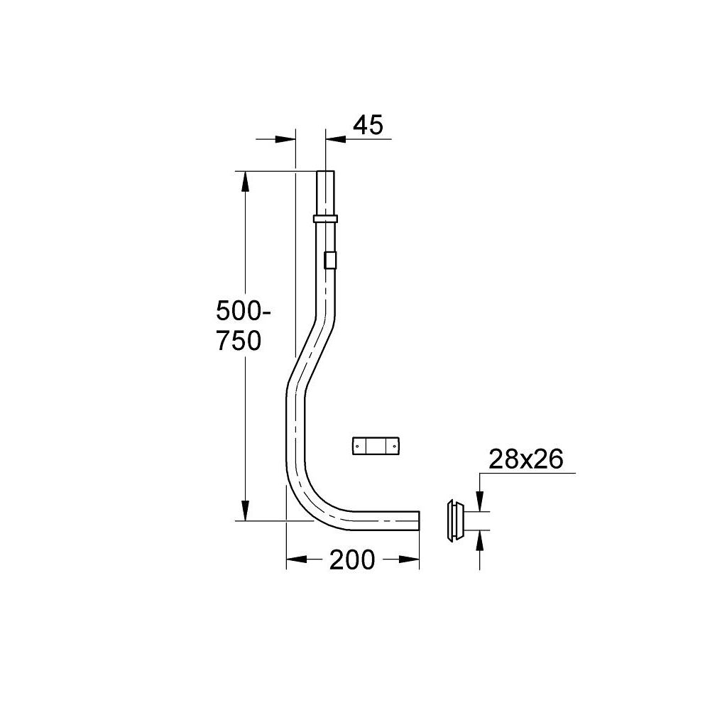 Сливная трубка для смывного устройства для унитаза GROHE, хром (37112000)