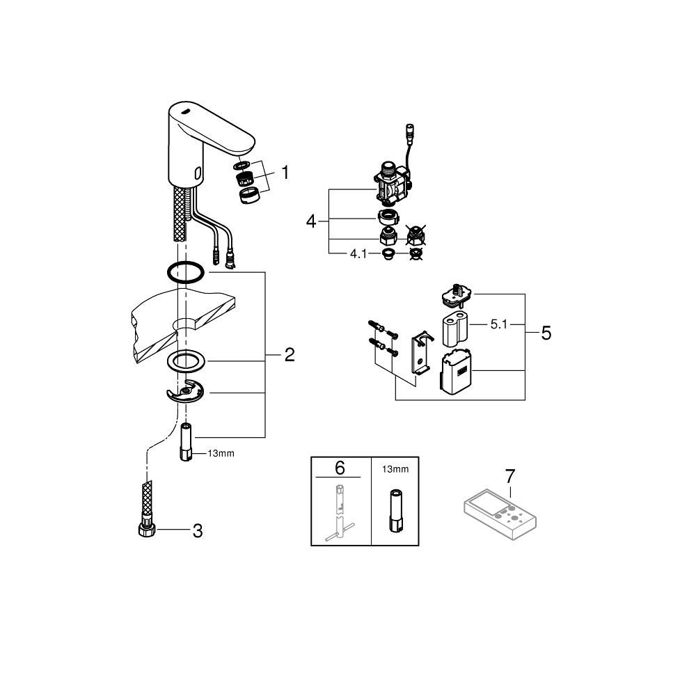 Кран для раковины GROHE Euroeco Cosmopolitan E инфракрасный, без функции смешивания, хром (36271000)