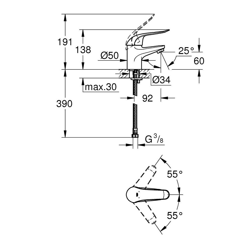 Смеситель для раковины GROHE Euroeco Special, хром (32762000)