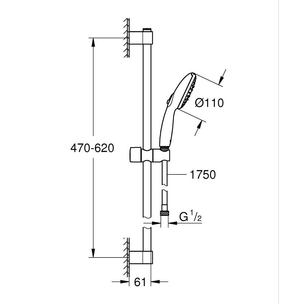 Душевой гарнитур GROHE Tempesta 110, 6.4 л/мин, 3 режима, хром (26916003)