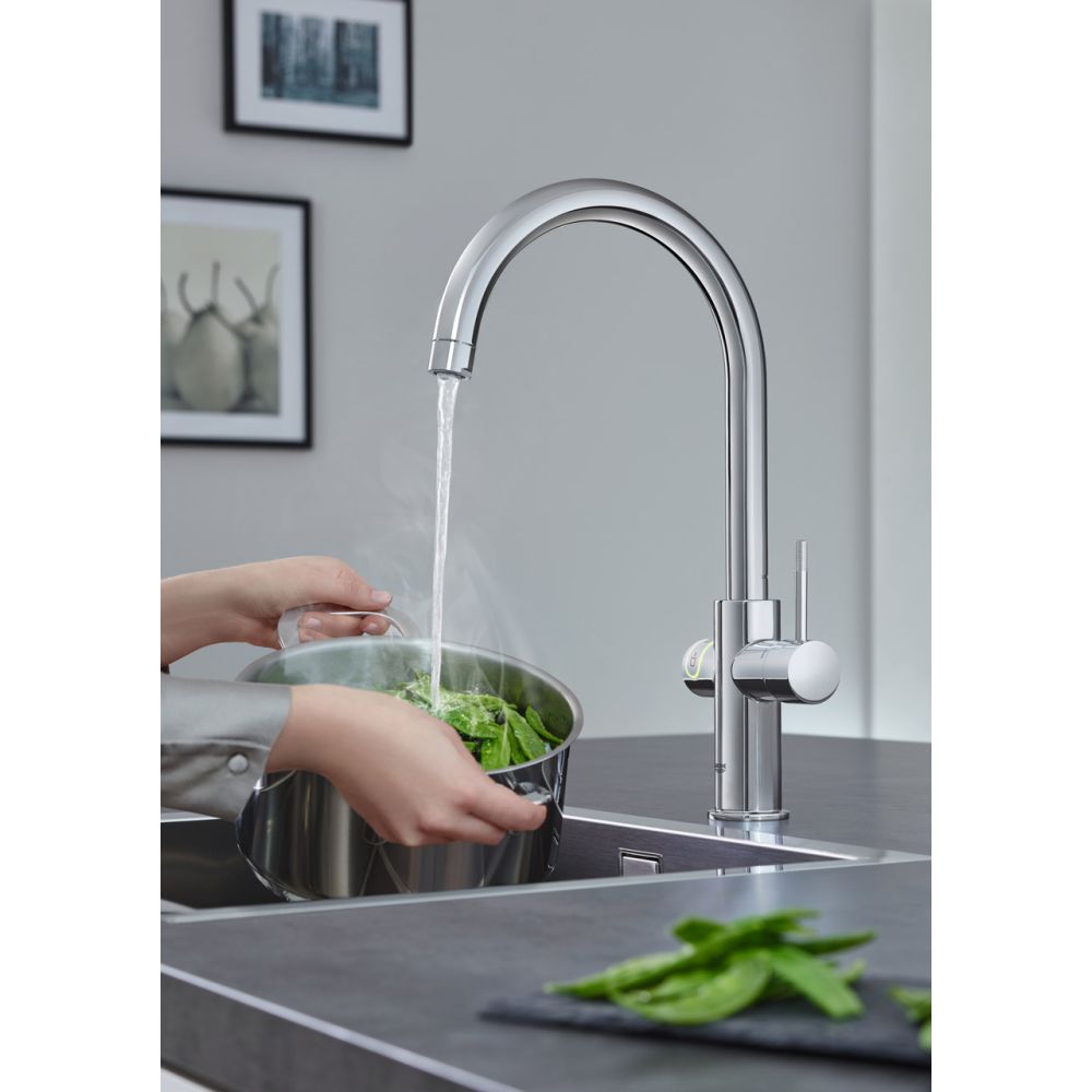 Комплект для кухни GROHE Red Duo с C-образным смесителем, бойлером L-Size и фильтром, хром (30079001)