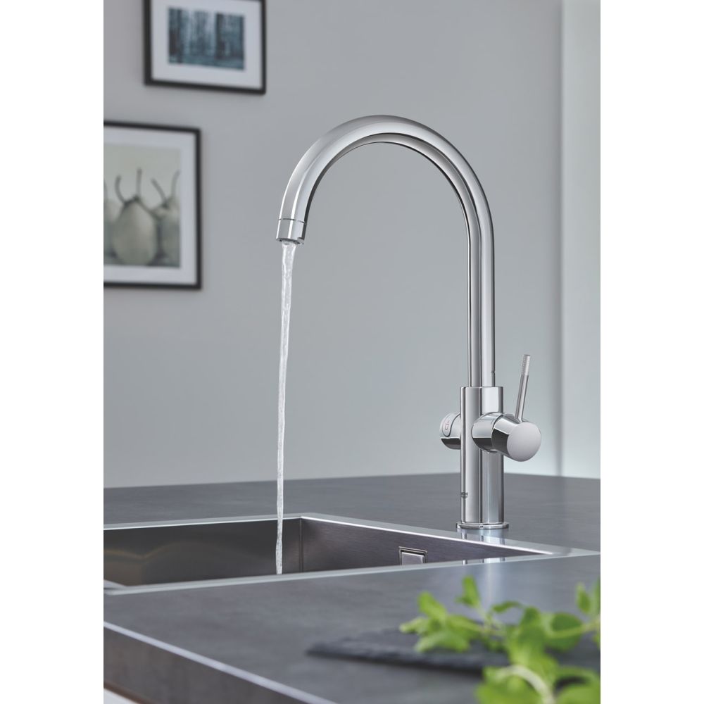 Комплект для кухни GROHE Red Duo с C-образным смесителем, бойлером L-Size и фильтром, хром (30079001)