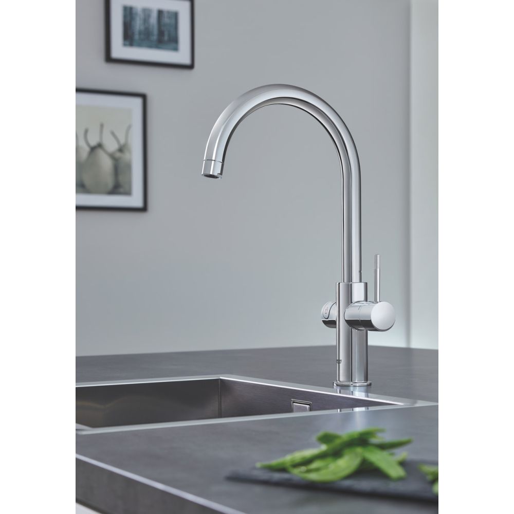 Комплект для кухни GROHE Red Duo с C-образным смесителем, бойлером L-Size и фильтром, хром (30079001)