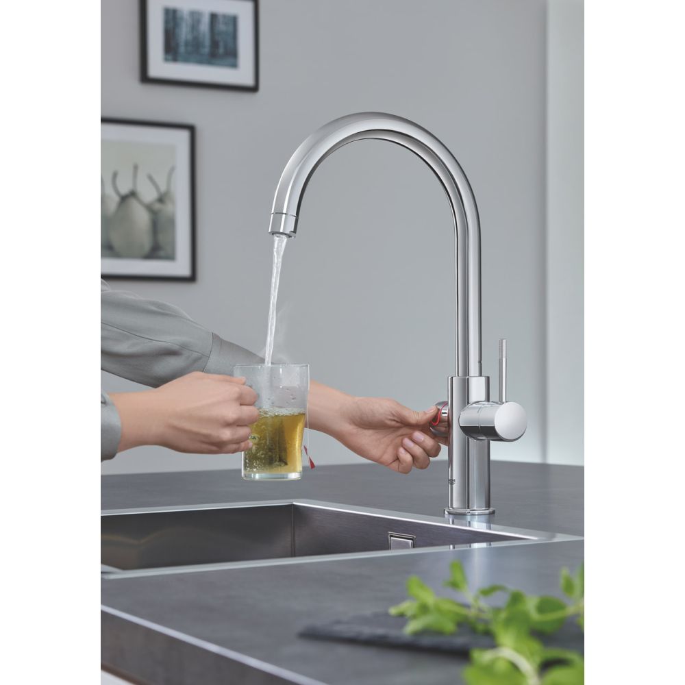Комплект для кухни GROHE Red Duo с C-образным смесителем, бойлером L-Size и фильтром, хром (30079001)