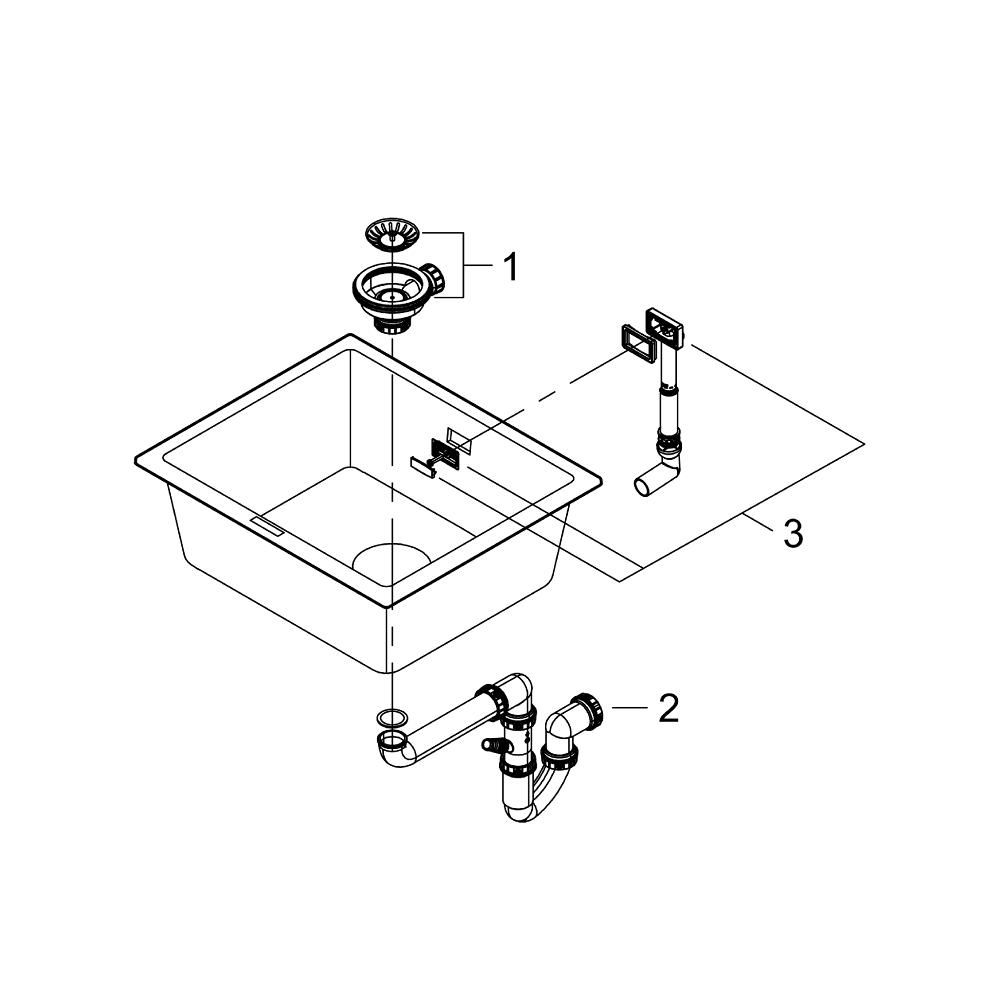 Мойка GROHE K700U с одной чашей, 533 x 457 мм, серый гранит (31654AT0)