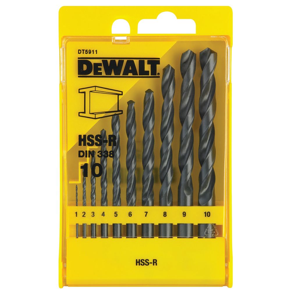Набор сверл DEWALT DT5911 по металлу, 1-10 мм, 10 шт. (DT5911-QZ)