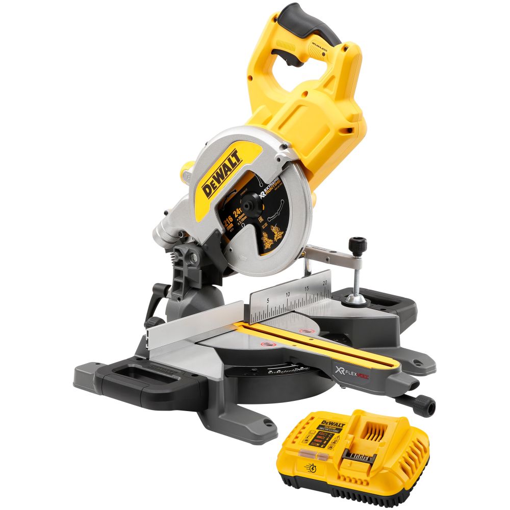 Аккумуляторная торцовочная пила DEWALT DCS777X1, 54 В, 216 мм, 6300 об/мин, с АКБ 3 Ач и ЗУ (DCS777X1N-XJ)