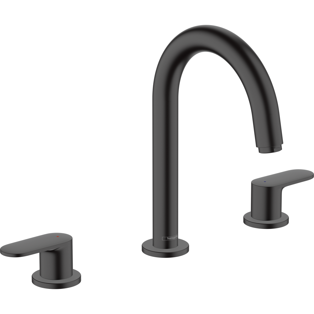 Смеситель для раковины hansgrohe Vernis Blend 150 на 3 отверстия, со сливным гарнитуром 71553670, матовый черный