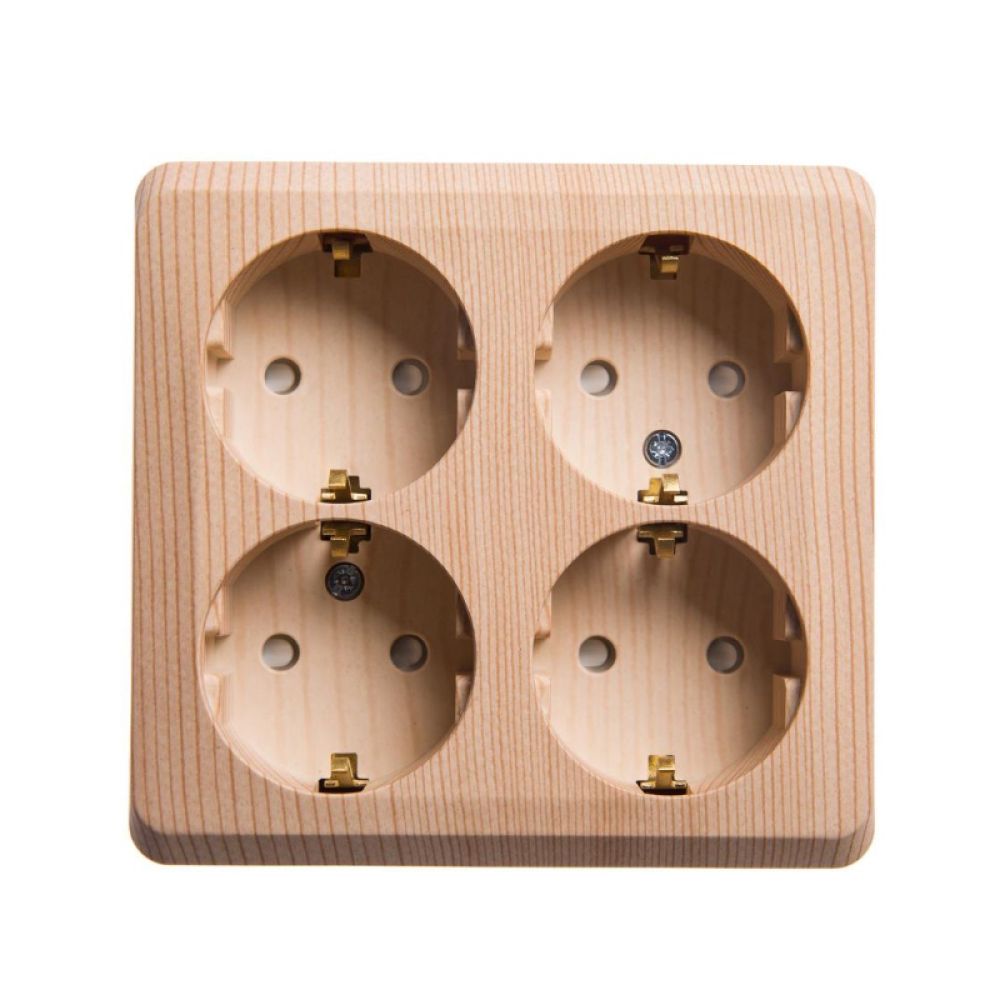 Розетка четырехместная с заземлением со шторками 16А Systeme Electric (Schneider Electric) Etude, сосна PA16-208D