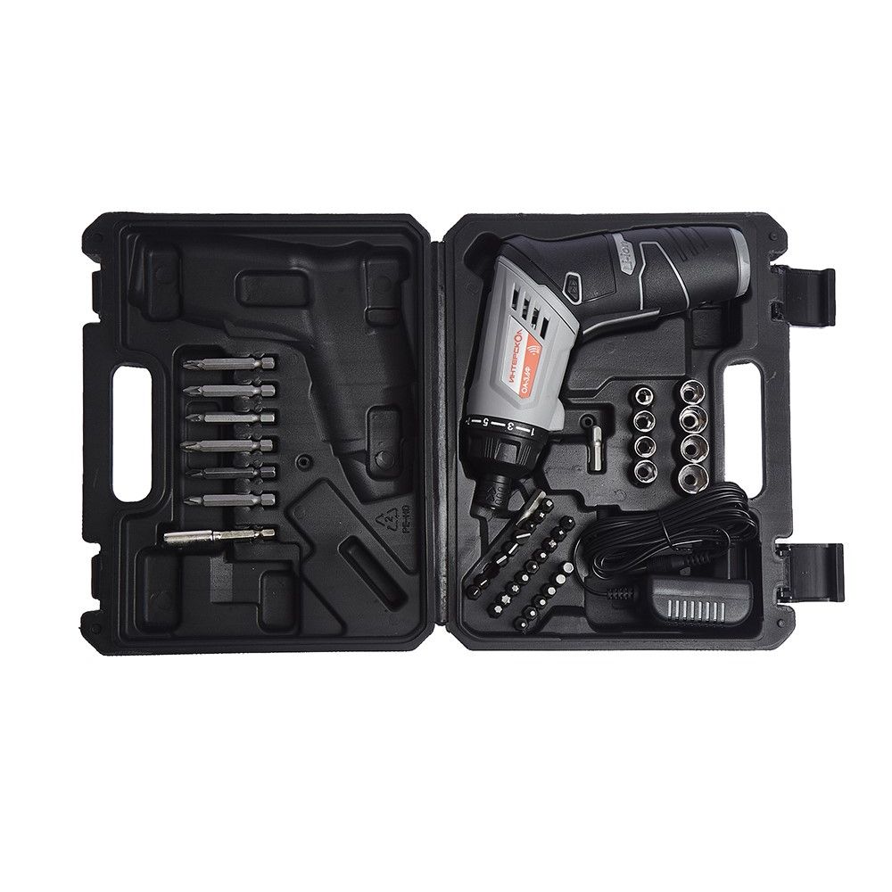 Аккумуляторная отвертка ИНТЕРСКОЛ ОА-3,6Ф, 3.6 В, 5 Н·м, 200 об/мин, 1 АКБ 1.3 Ач и ЗУ, в кейсе, 433.0.1.00