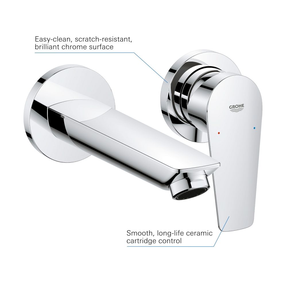 Смеситель для раковины GROHE BauEdge в комплекте с монтажной частью, хром (20474001)