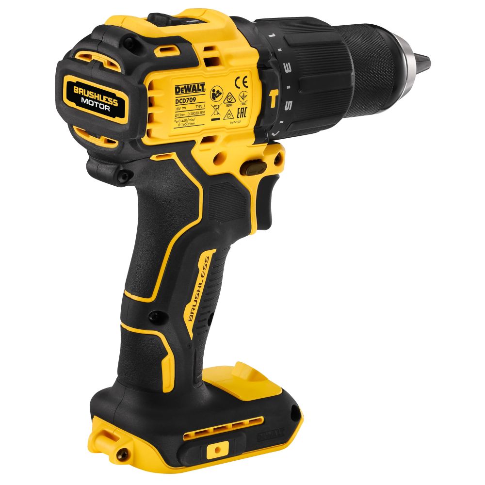 Аккумуляторная дрель-шуруповерт DEWALT DCD709P1, 18 В, 1650 об/мин, 28050 уд/мин, с АКБ 5 Ач и ЗУ (DCD709P1N-XJ)