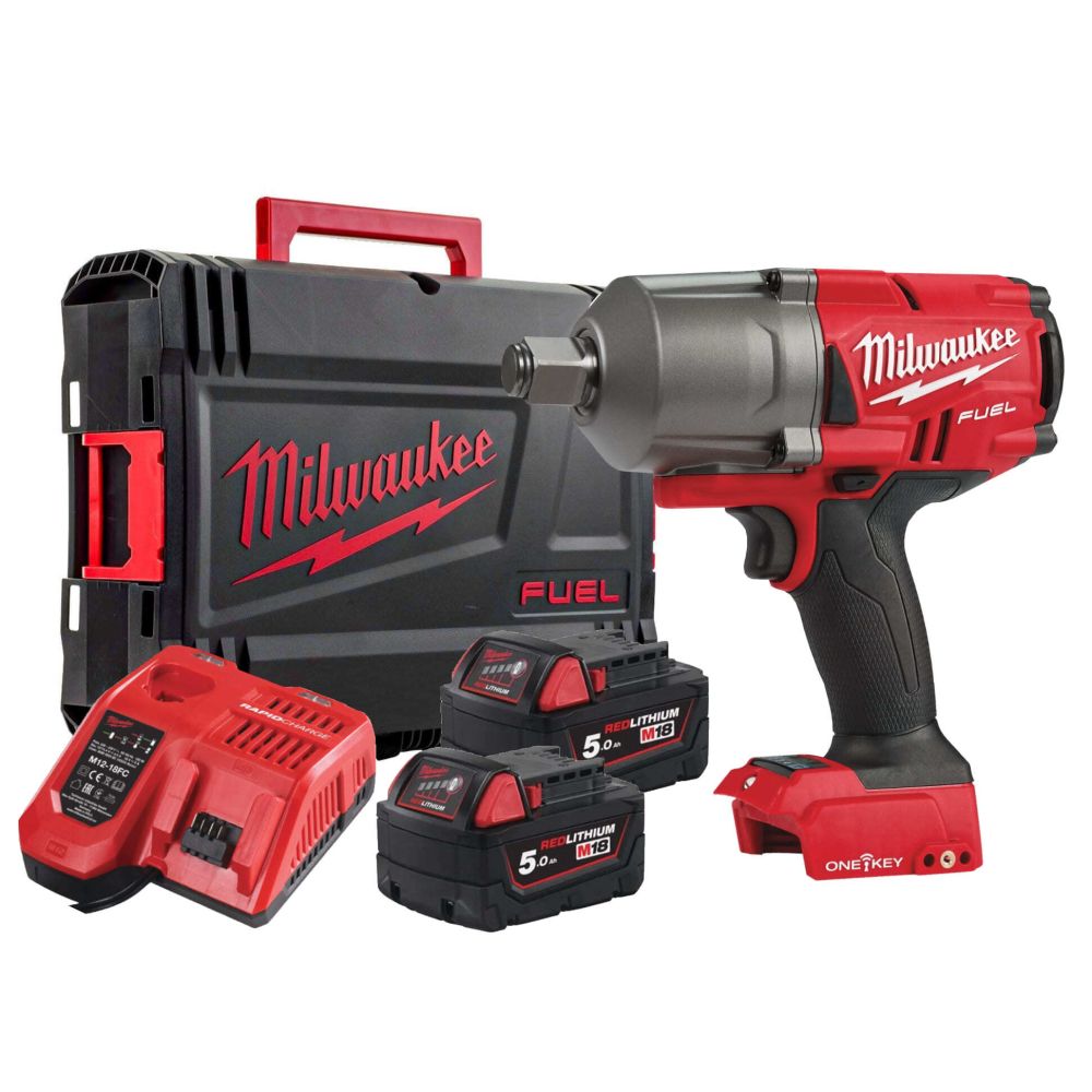 Аккумуляторный импульсный гайковерт Milwaukee ONEFHIWF34-502X, 18 В, 2034 Нм, 1800 об/мин, с 2 АКБ 5 Ач и ЗУ, в кейсе, 4933459730