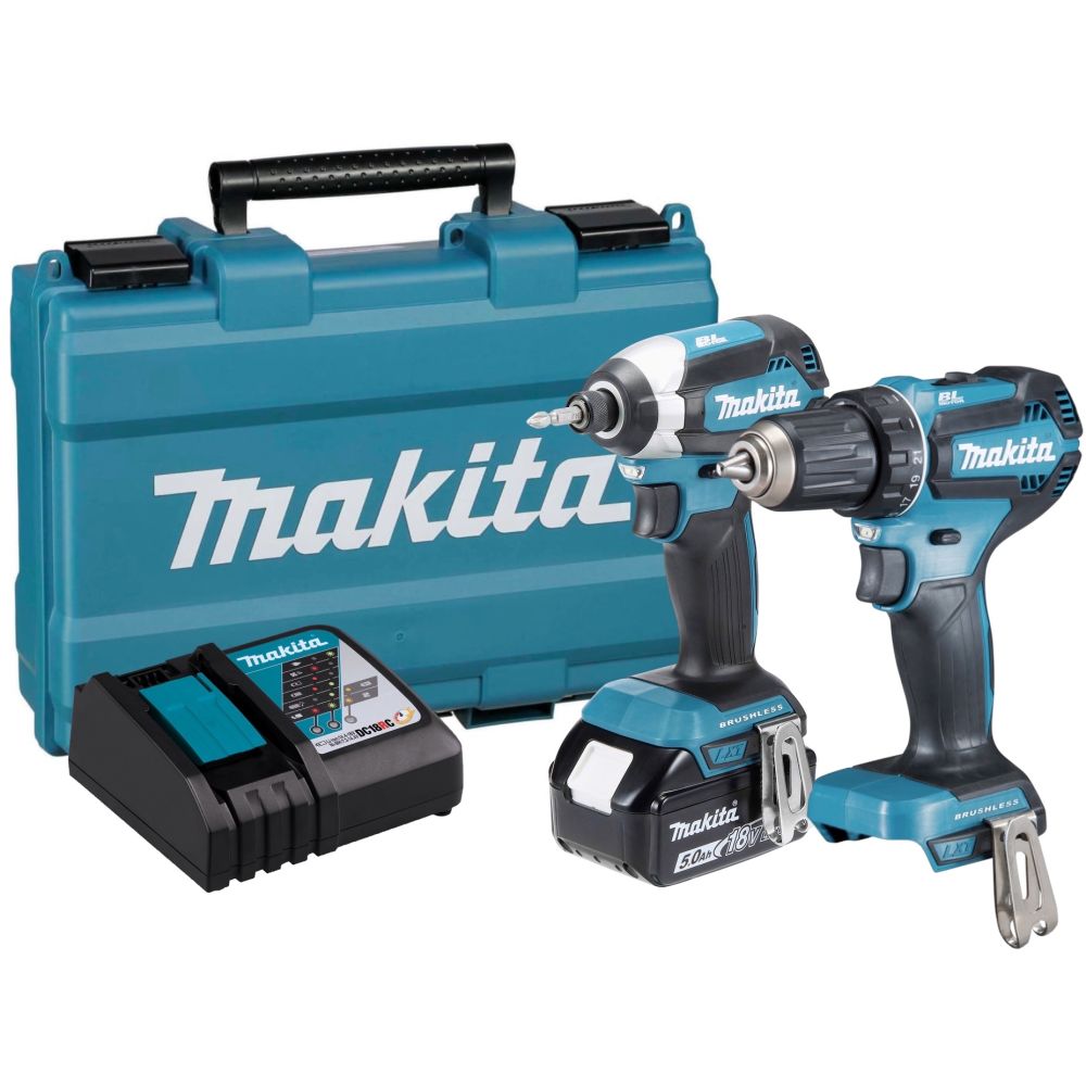Аккумуляторный набор Makita, 18 В: дрель-шуруповерт DDF485 + шуруповерт DTD153, с АКБ 5 Ач и ЗУ, в кейсе