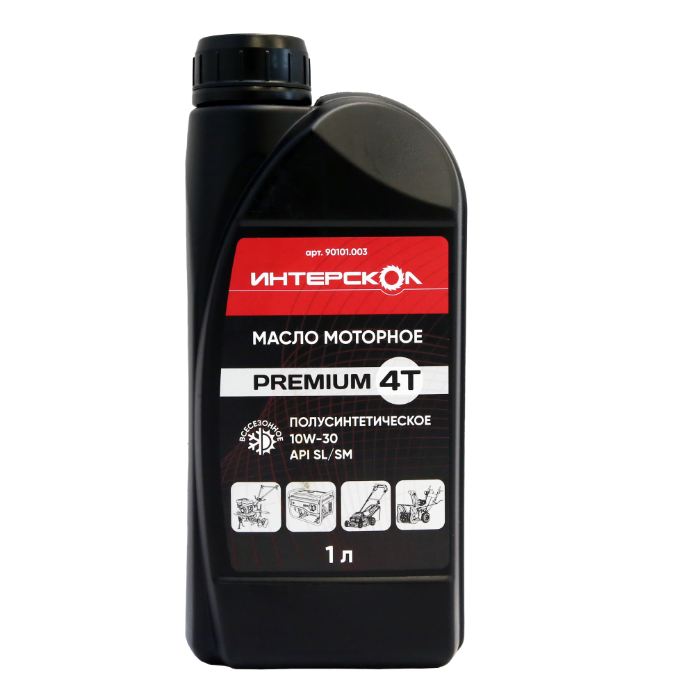 Масло моторное ИНТЕРСКОЛ Premium, 10W-30, 4-х тактное, полусинтетическое, 1000 мл (90101.003)