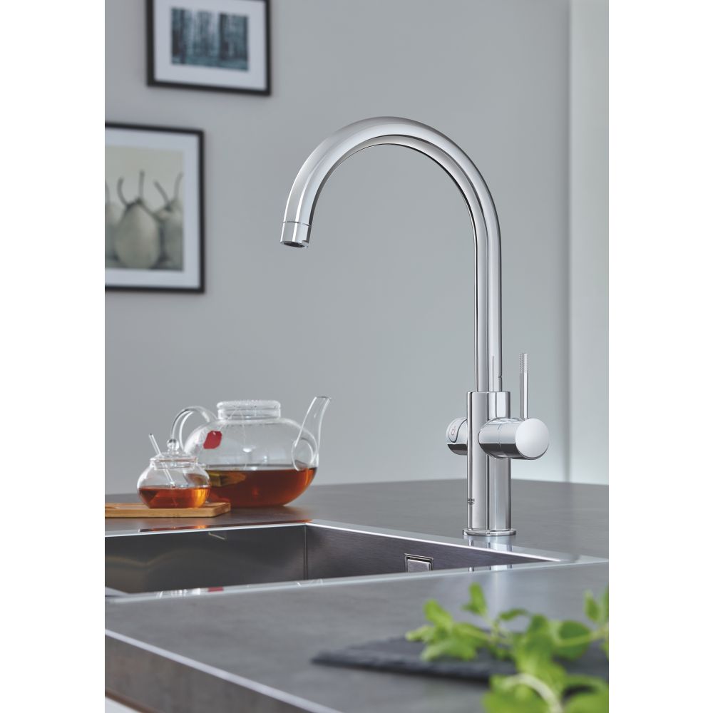 Комплект для кухни GROHE Red Duo с C-образным смесителем, бойлером L-Size и фильтром, хром (30079001)