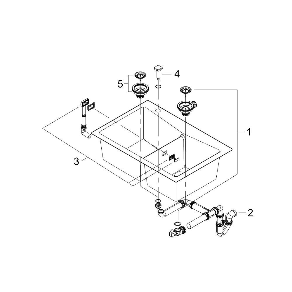 Мойка GROHE K700 с двумя чашами, 838 x 559 мм, серый гранит (31657AT0)