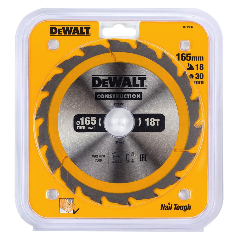 Диск пильный по дереву DEWALT CONSTRUCTION, 165х30х1.5 мм (DT1936-QZ)