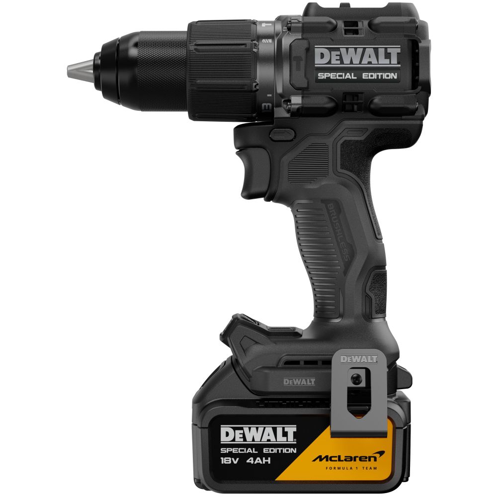Ударная дрель-шуруповерт DEWALT McLaren Limited Edition DCD86MM2KT, 18 В, 2000 об/мин, с 2 АКБ 4 Ач и ЗУ, в кейсе TSTAK
