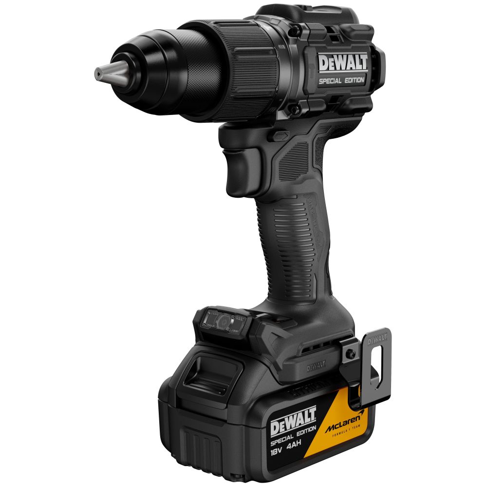 Ударная дрель-шуруповерт DEWALT McLaren Limited Edition DCD86MM2KT, 18 В, 2000 об/мин, с 2 АКБ 4 Ач и ЗУ, в кейсе TSTAK