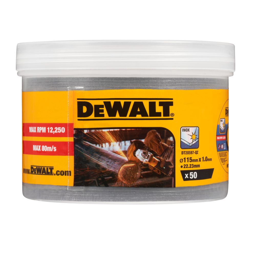 Диск отрезной DEWALT DT20599, по металлу, 115х22.23х1 мм, 50 шт. (DT20597-QZ)