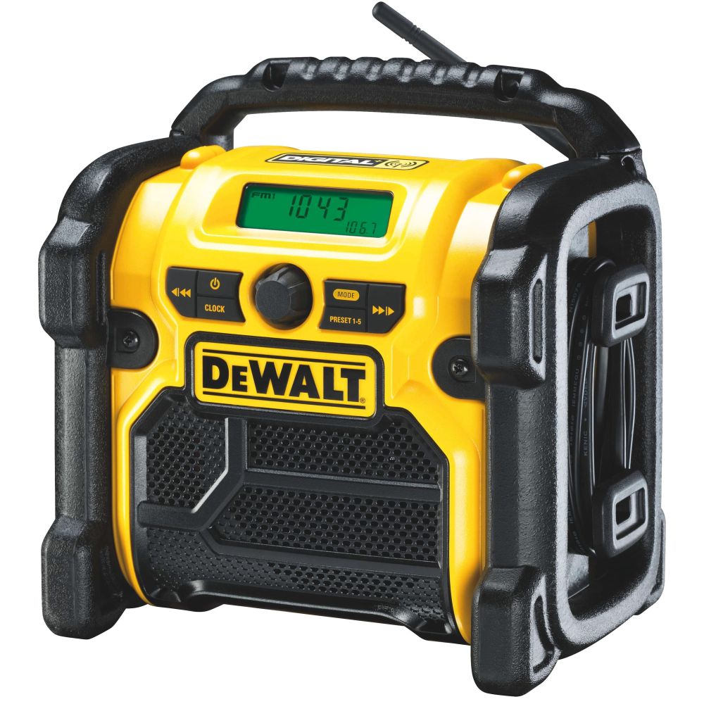 Аккумуляторный радиоприемник DEWALT DCR020, 12/18 В, с возможностью работы от сети, 10 Вт, без АКБ и ЗУ (DCR020-QW)