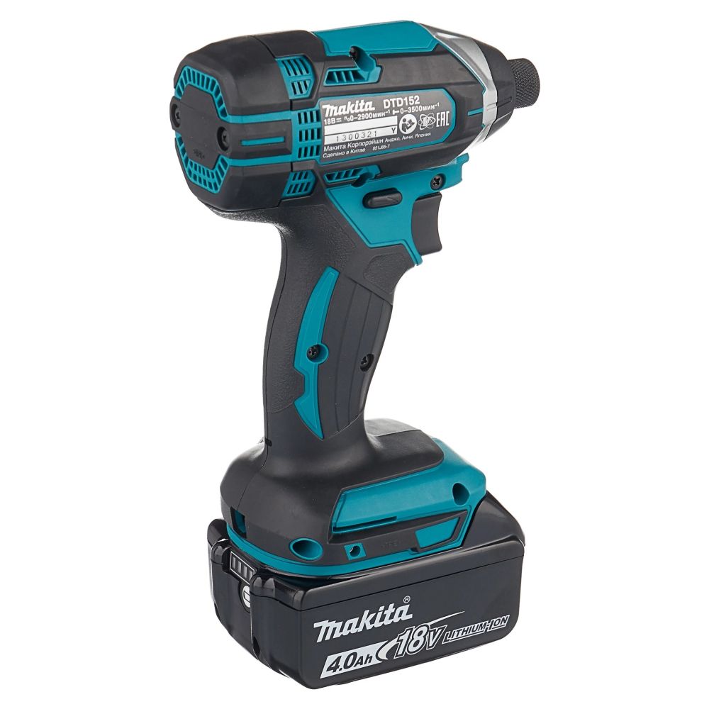 Аккумуляторный ударный шуруповерт Makita, 18 В, 165 Нм, 2900 об/мин, 3500 уд/мин, с 2 АКБ 4 Ач и ЗУ, в кейсе, DTD152RME