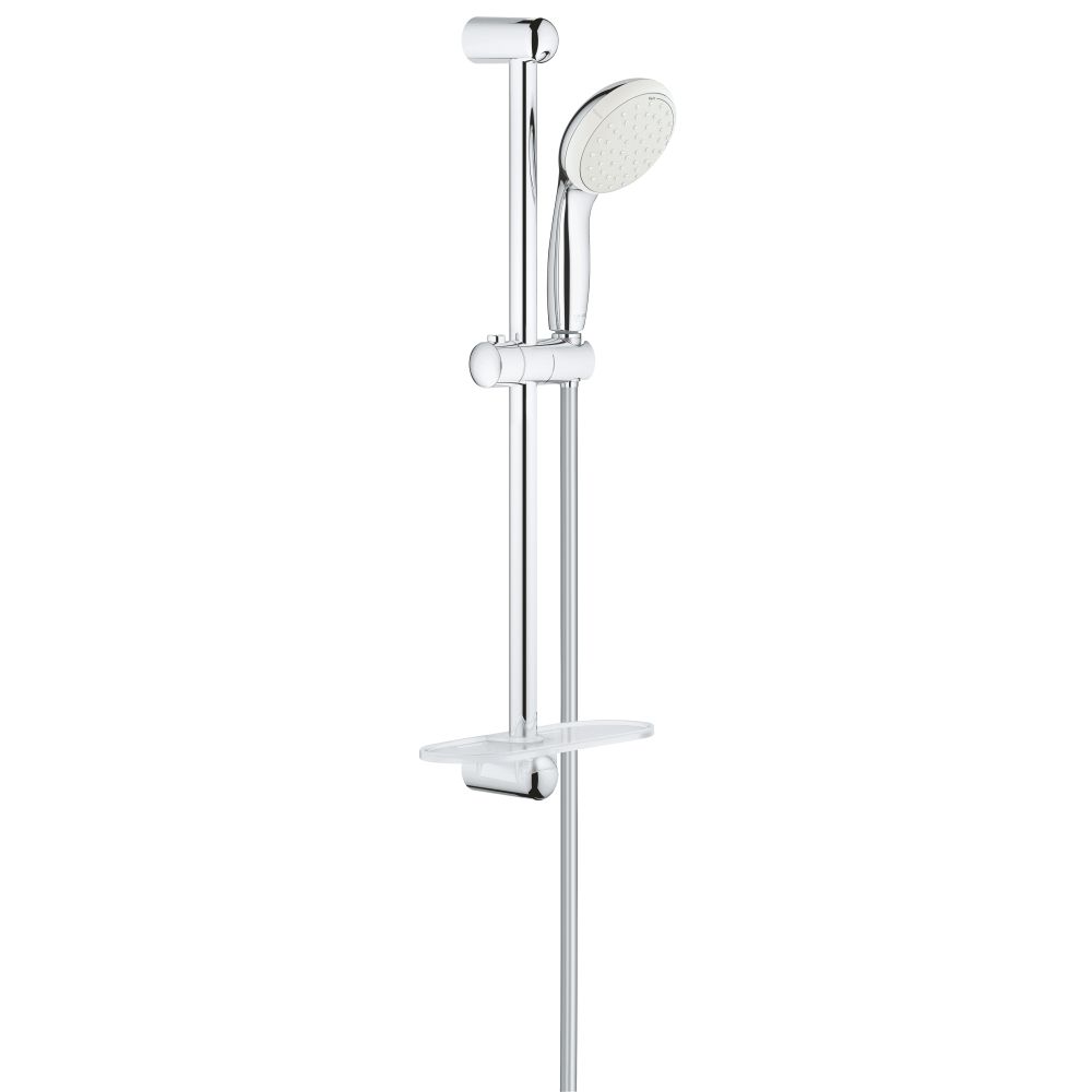 Душевой гарнитур GROHE Tempesta 100 с мыльницей, 2 режима струи, душевая штанга 600 мм, 5,7 л/мин, хром/белый (27926001)