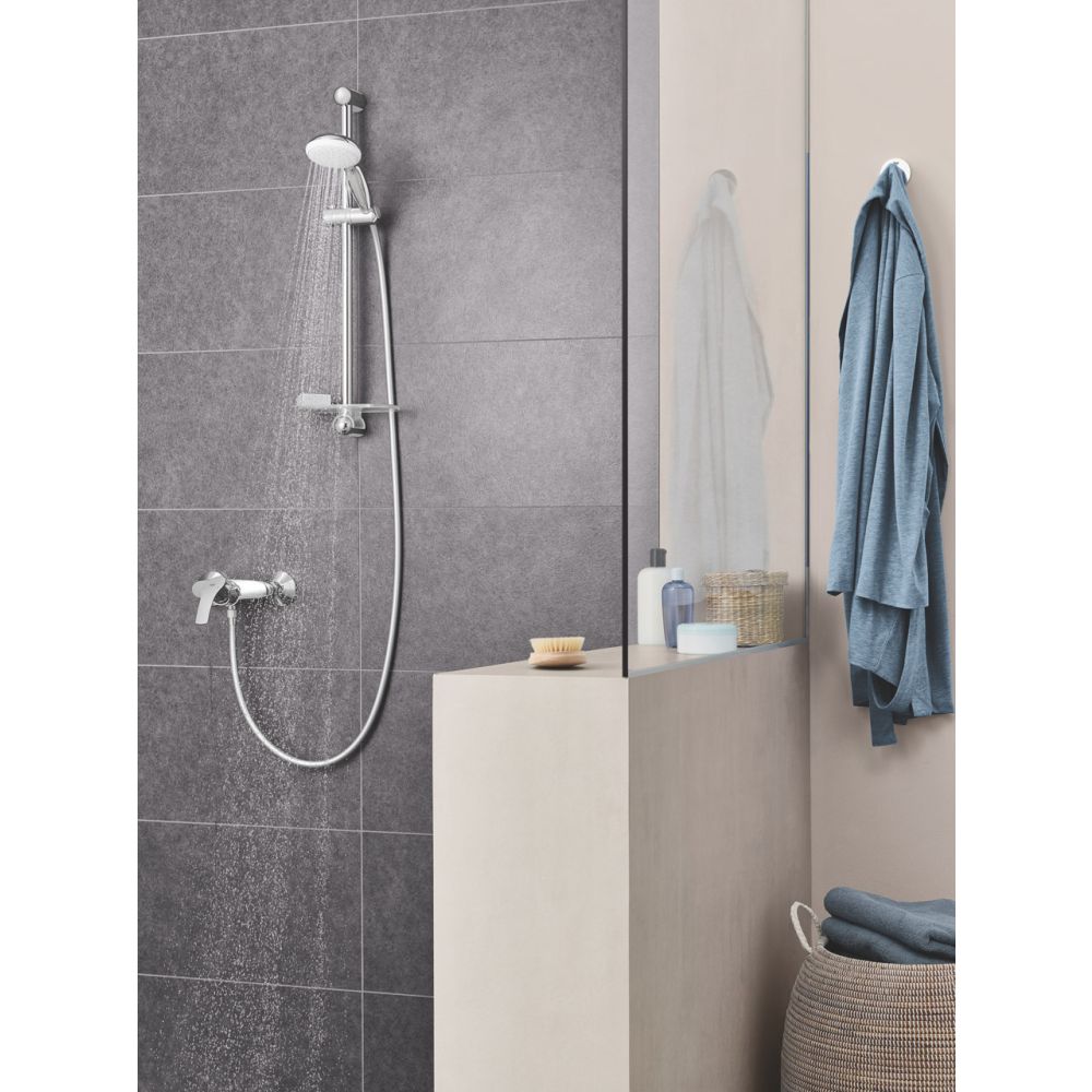 Душевой гарнитур GROHE Tempesta 100 с мыльницей, 2 режима струи, душевая штанга 600 мм, 5,7 л/мин, хром/белый (27926001)
