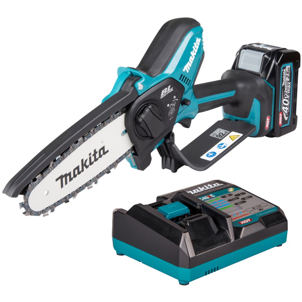 Аккумуляторная цепная пила Makita UC029GD102, 40 В, 15 см, 8 м/с, с АКБ 2.5 Ач и ЗУ