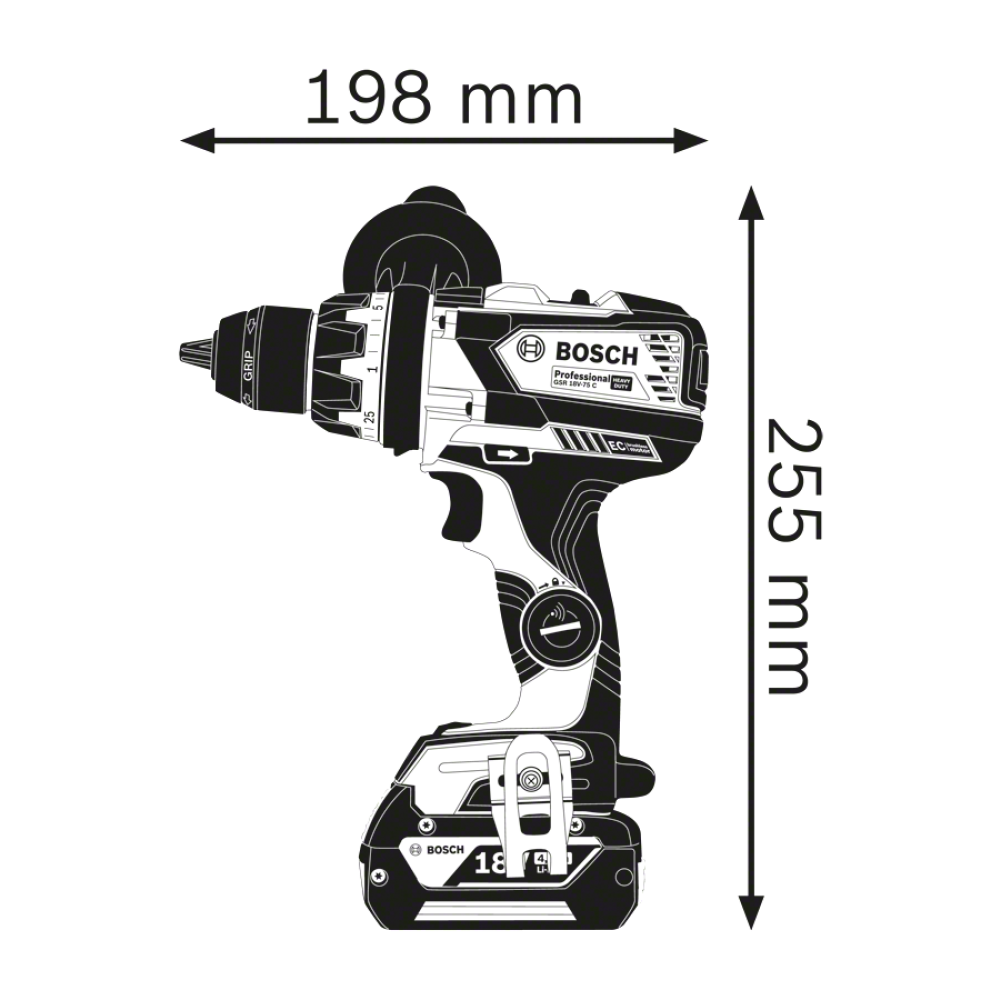 Аккумуляторная дрель-шуруповерт Bosch GSR 18V-110 C Professional Solo, 18 В, 2100 об/мин, без АКБ и ЗУ, в кейсе (0.601.9G0.109)